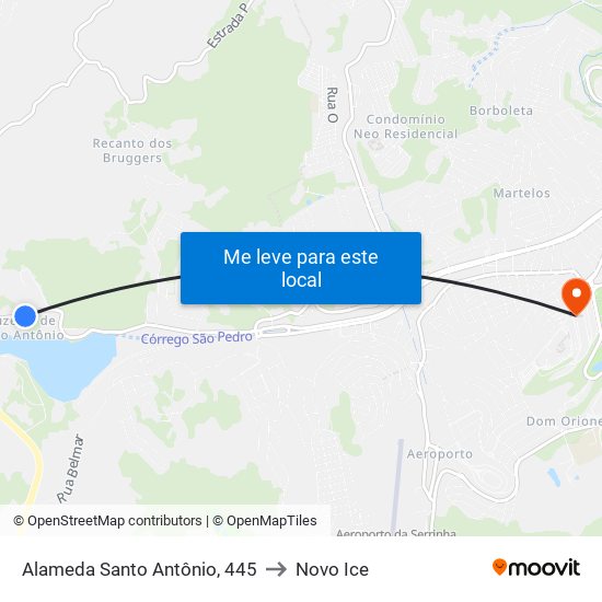 Alameda Santo Antônio, 445 to Novo Ice map
