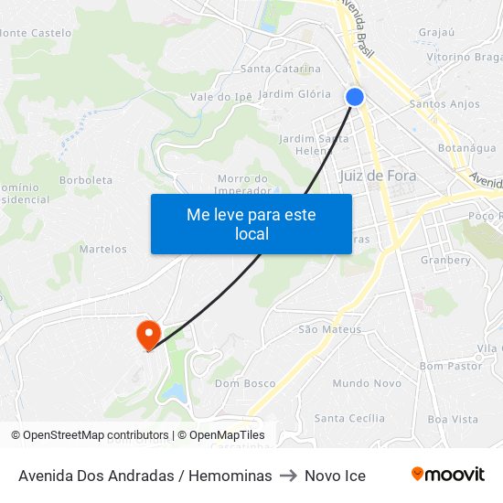 Avenida Dos Andradas / Hemominas to Novo Ice map