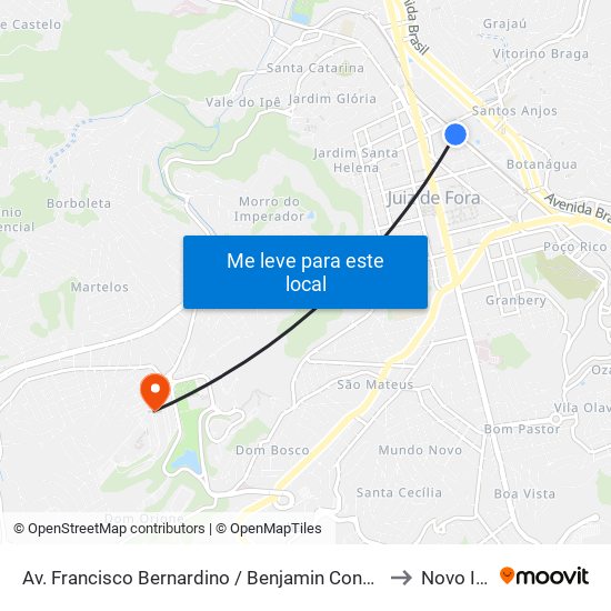 Av. Francisco Bernardino / Benjamin Constant to Novo Ice map