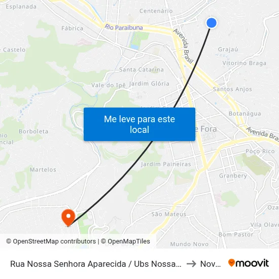 Rua Nossa Senhora Aparecida / Ubs Nossa Senhora Aparecida to Novo Ice map