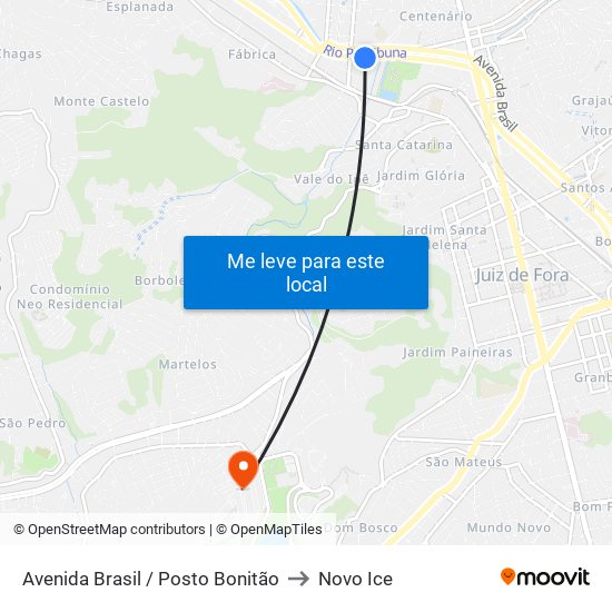 Avenida Brasil / Posto Bonitão to Novo Ice map