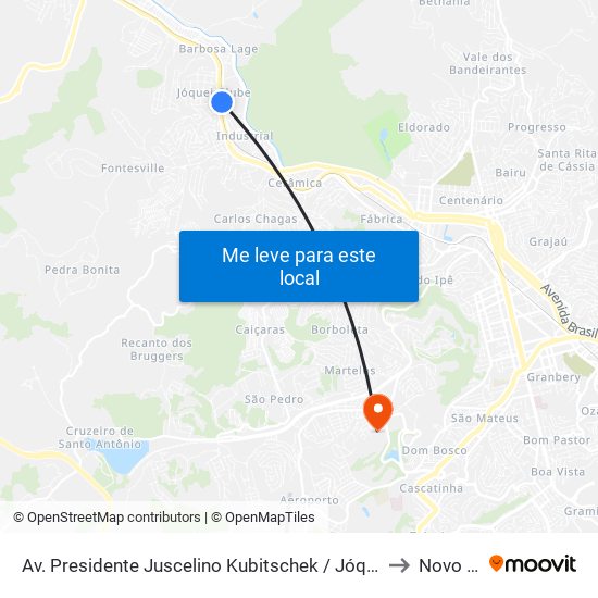 Av. Presidente Juscelino Kubitschek / Jóquei Clube to Novo Ice map