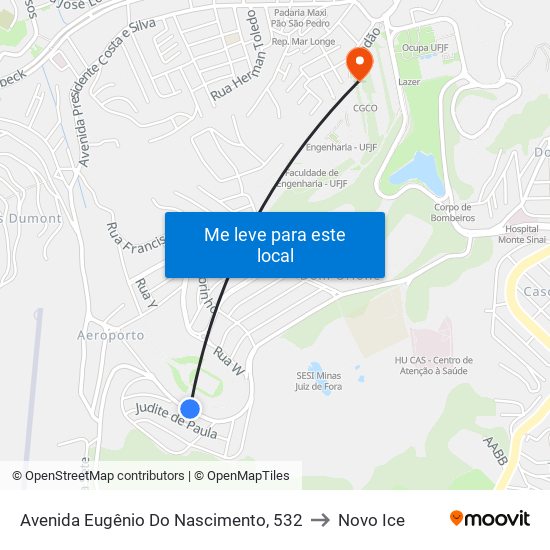 Avenida Eugênio Do Nascimento, 532 to Novo Ice map