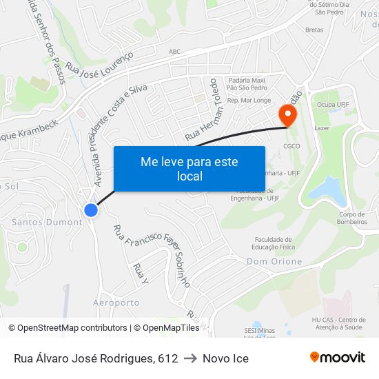 Rua Álvaro José Rodrigues, 612 to Novo Ice map