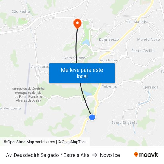 Av. Deusdedith Salgado / Estrela Alta to Novo Ice map