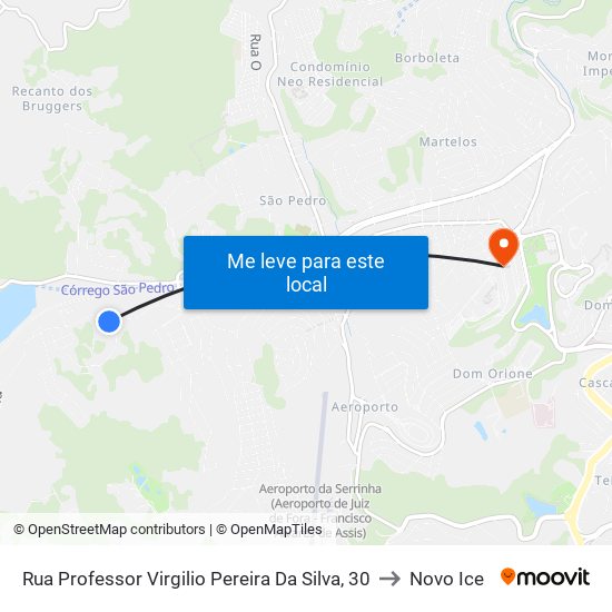 Rua Professor Virgilio Pereira Da Silva, 30 to Novo Ice map