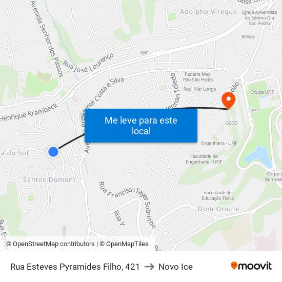 Rua Esteves Pyramides Filho, 421 to Novo Ice map