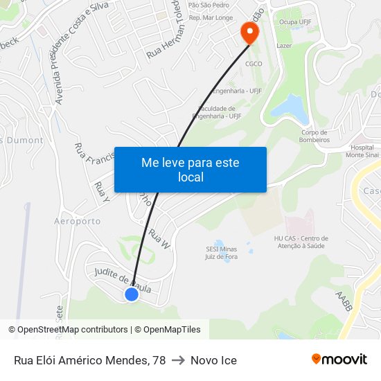 Rua Elói Américo Mendes, 78 to Novo Ice map