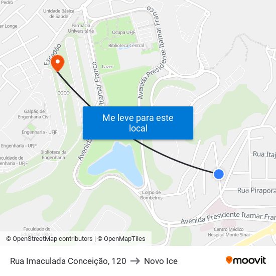 Rua Imaculada Conceição, 120 to Novo Ice map