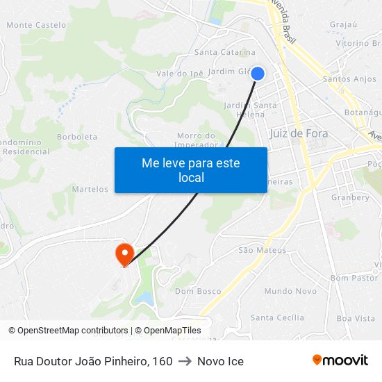 Rua Doutor João Pinheiro, 160 to Novo Ice map