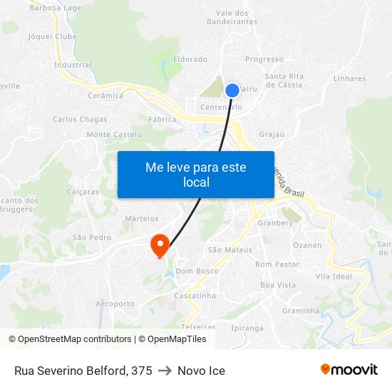 Rua Severino Belford, 375 to Novo Ice map