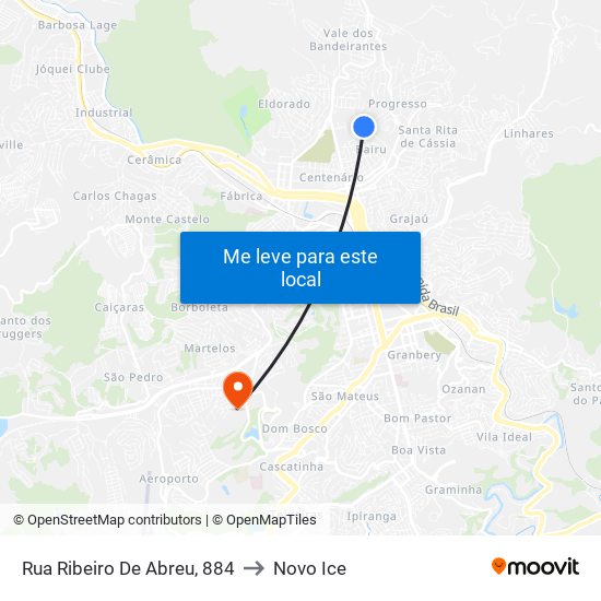 Rua Ribeiro De Abreu, 884 to Novo Ice map