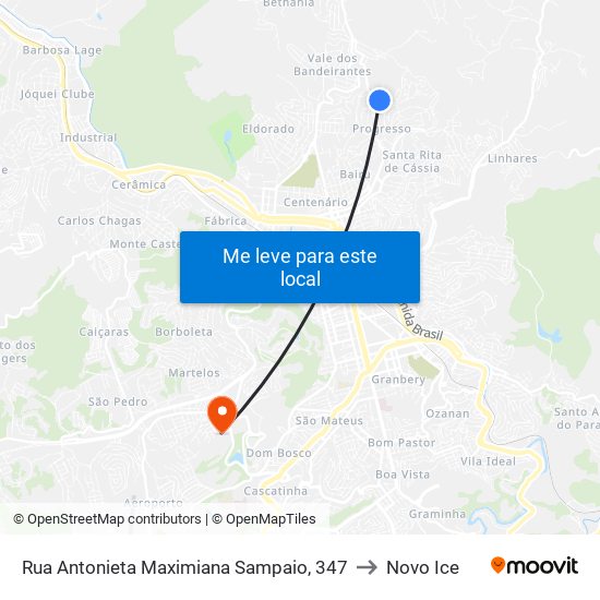 Rua Antonieta Maximiana Sampaio, 347 to Novo Ice map