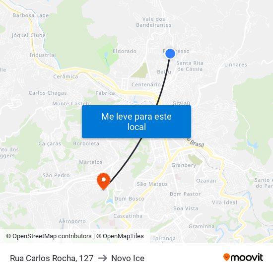 Rua Carlos Rocha, 127 to Novo Ice map