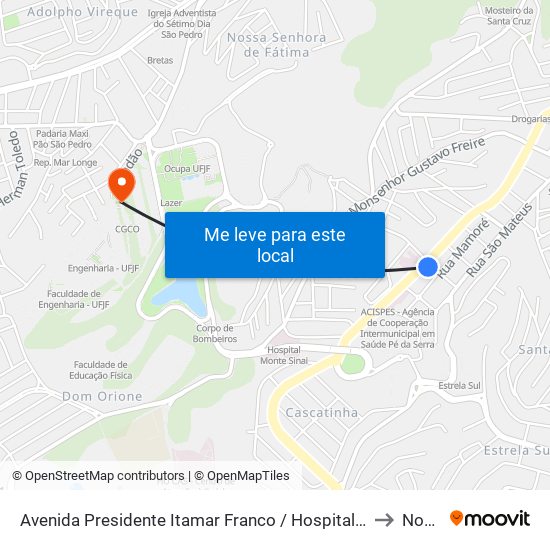 Avenida Presidente Itamar Franco / Hospital Maternidade Terezinha De Jesus to Novo Ice map