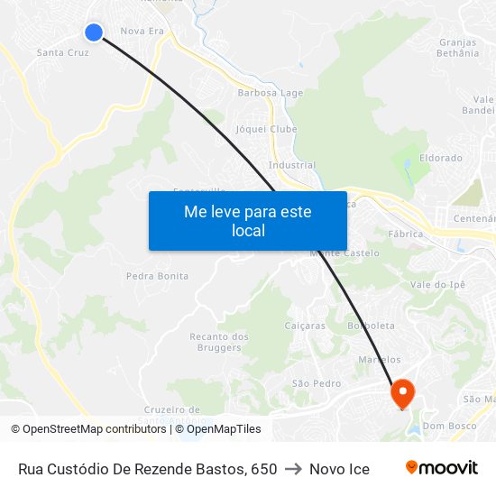 Rua Custódio De Rezende Bastos, 650 to Novo Ice map