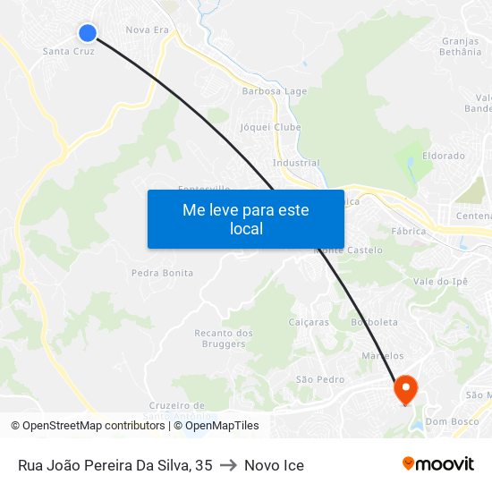 Rua João Pereira Da Silva, 35 to Novo Ice map