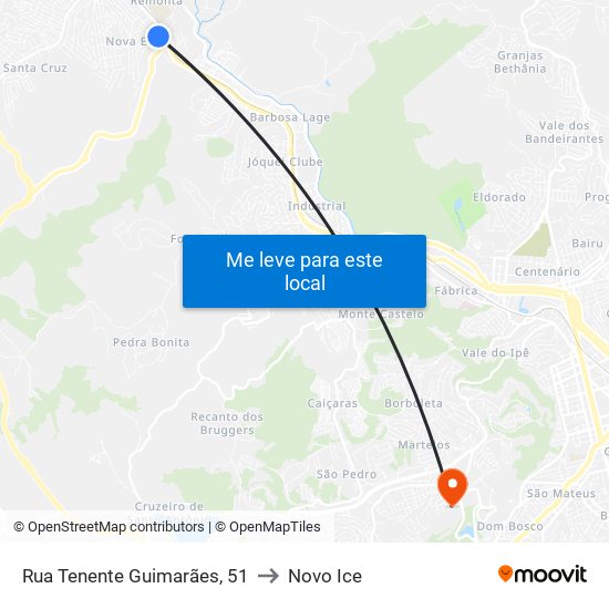 Rua Tenente Guimarães, 51 to Novo Ice map