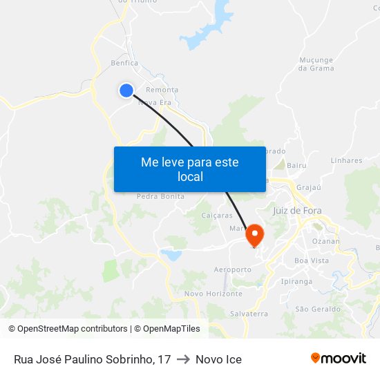 Rua José Paulino Sobrinho, 17 to Novo Ice map