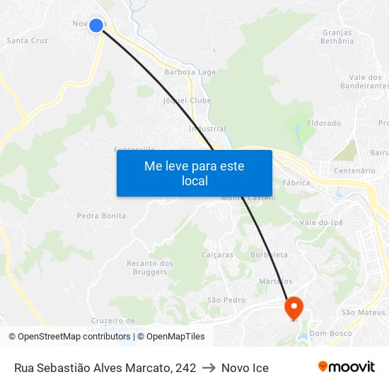 Rua Sebastião Alves Marcato, 242 to Novo Ice map