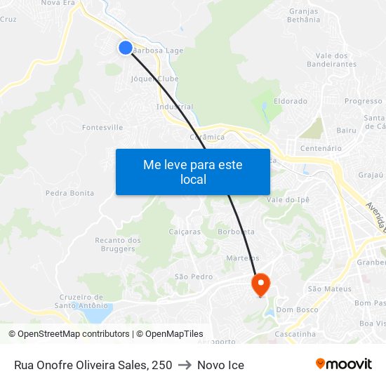 Rua Onofre Oliveira Sales, 250 to Novo Ice map