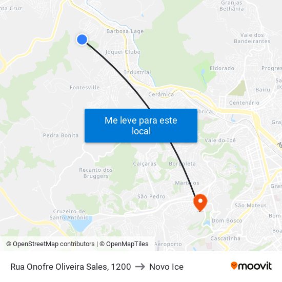 Rua Onofre Oliveira Sales, 1200 to Novo Ice map