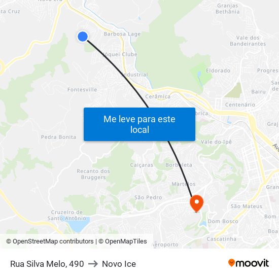 Rua Silva Melo, 490 to Novo Ice map
