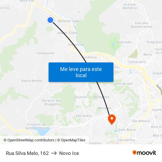 Rua Silva Melo, 162 to Novo Ice map