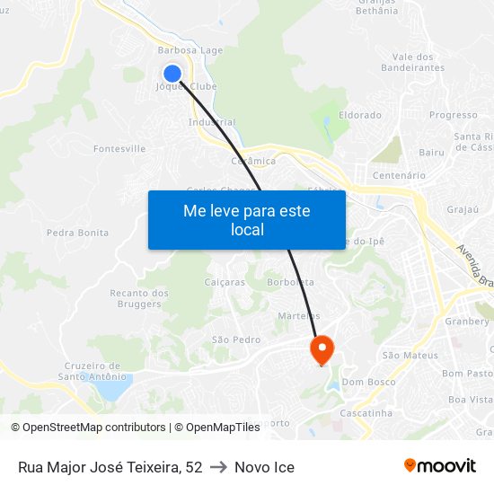 Rua Major José Teixeira, 52 to Novo Ice map