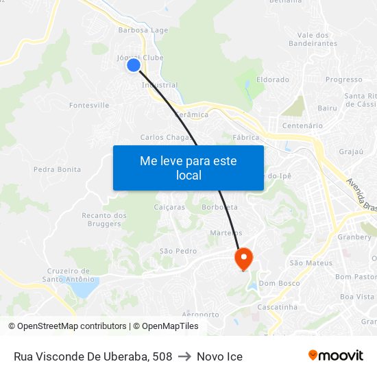 Rua Visconde De Uberaba, 508 to Novo Ice map