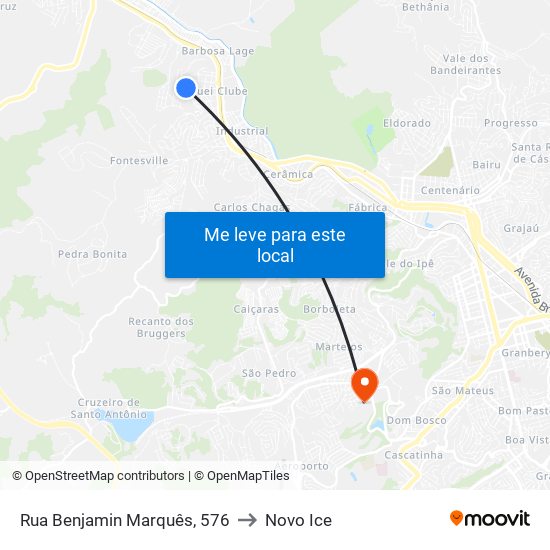 Rua Benjamin Marquês, 576 to Novo Ice map