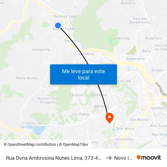 Rua Dona Ambrosina Nunes Lima, 373-485 to Novo Ice map