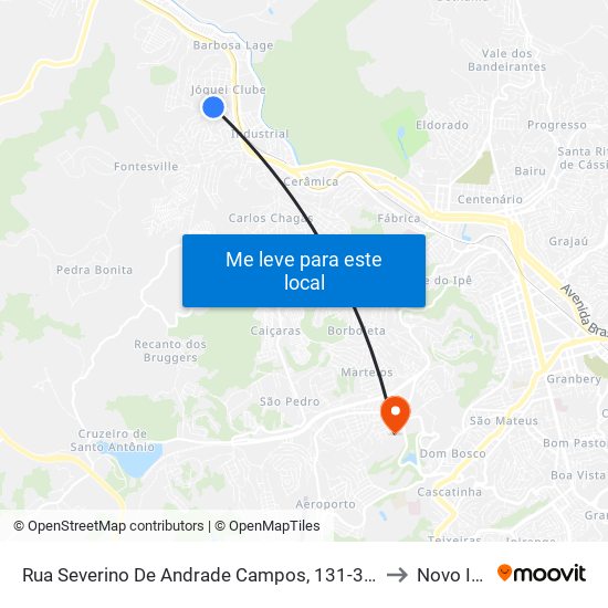 Rua Severino De Andrade Campos, 131-389 to Novo Ice map