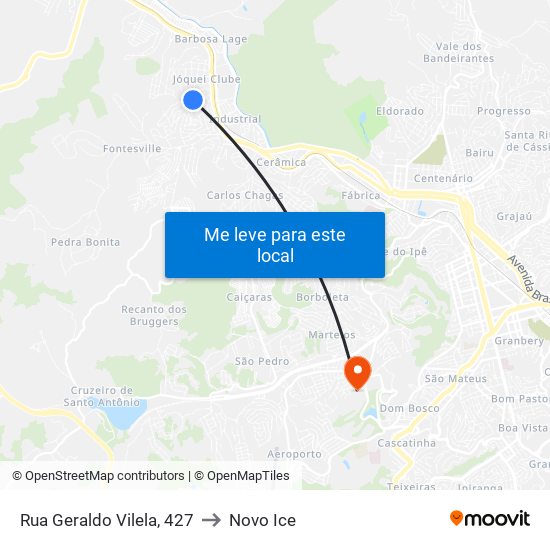 Rua Geraldo Vilela, 427 to Novo Ice map