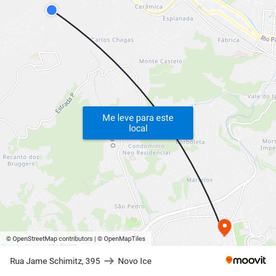 Rua Jame Schimitz, 395 to Novo Ice map