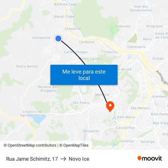 Rua Jame Schimitz, 17 to Novo Ice map