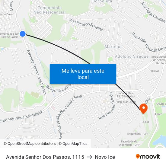 Avenida Senhor Dos Passos, 1115 to Novo Ice map