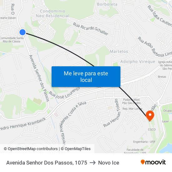 Avenida Senhor Dos Passos, 1075 to Novo Ice map