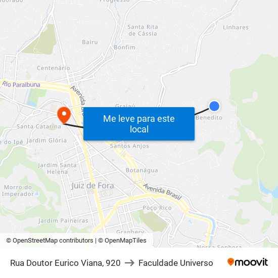 Rua Doutor Eurico Viana, 920 to Faculdade Universo map