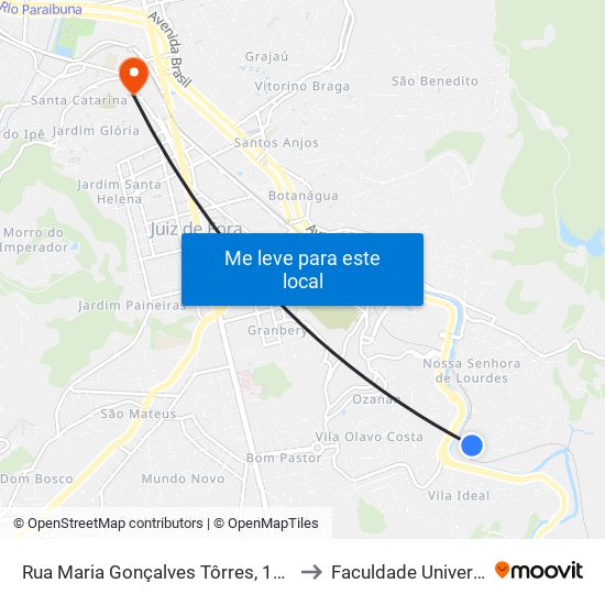 Rua Maria Gonçalves Tôrres, 1227 to Faculdade Universo map