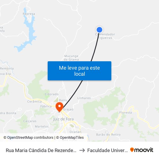 Rua Maria Cândida De Rezende, 70 to Faculdade Universo map