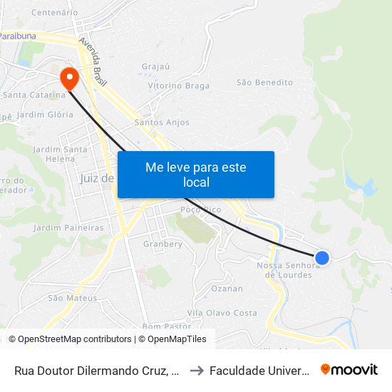 Rua Doutor Dilermando Cruz, 20 to Faculdade Universo map