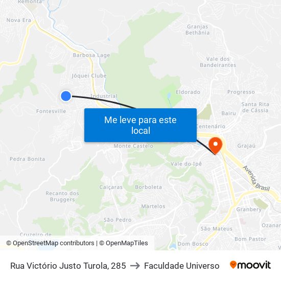 Rua Victório Justo Turola, 285 to Faculdade Universo map