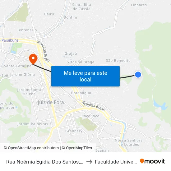 Rua Noêmia Egídia Dos Santos, 232 to Faculdade Universo map