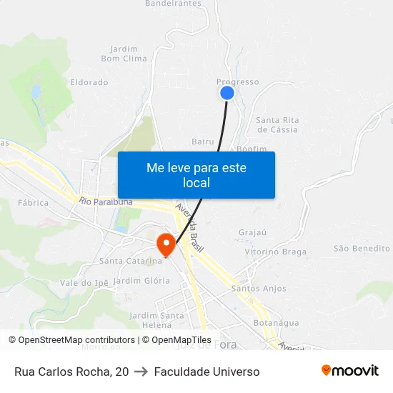 Rua Carlos Rocha, 20 to Faculdade Universo map