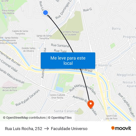 Rua Luís Rocha, 252 to Faculdade Universo map