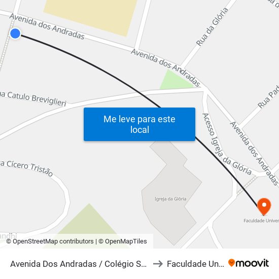 Avenida Dos Andradas / Colégio Santa Catarina to Faculdade Universo map