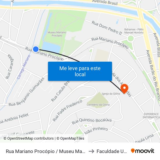 Rua Mariano Procópio / Museu Mariano Procópio to Faculdade Universo map