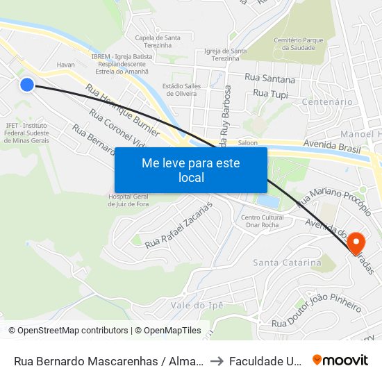 Rua Bernardo Mascarenhas / Almaviva Do Brasil to Faculdade Universo map