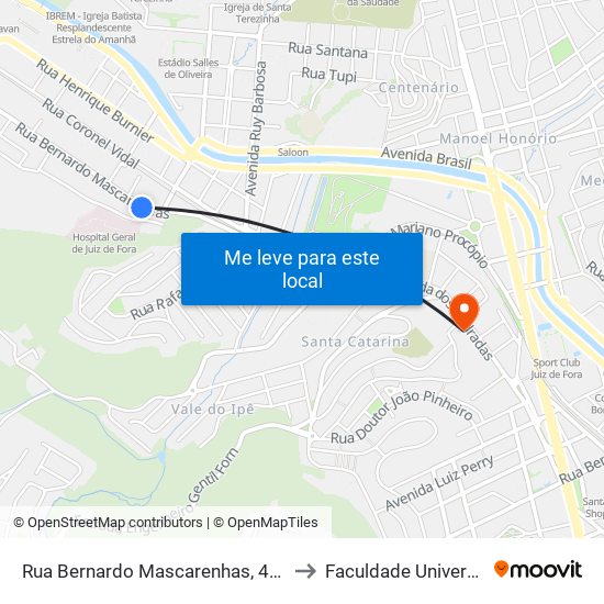 Rua Bernardo Mascarenhas, 473 to Faculdade Universo map